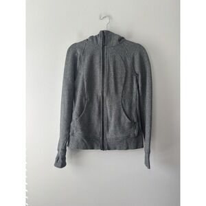Lululemon Scuba Hoodie *Light Cotton Fleece Heathered‎ Speckled Black Size 8